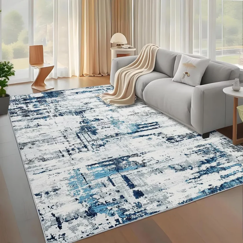 Modern Abstarct Area Rug Washable Rug Stain Resistant Throw Carpet Non Shedding Low Pile Folding Floor Cover with Non-Slip Backing