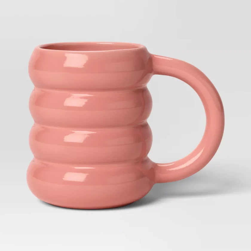 13oz Stoneware Artisan Mug Coral  Coffee Cup, Microwave & Dishwasher Safe, Hot/Cold Beverages