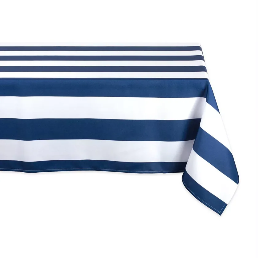 Nautical Blue Cabana Stripe Outdoor Tablecloth 60X120