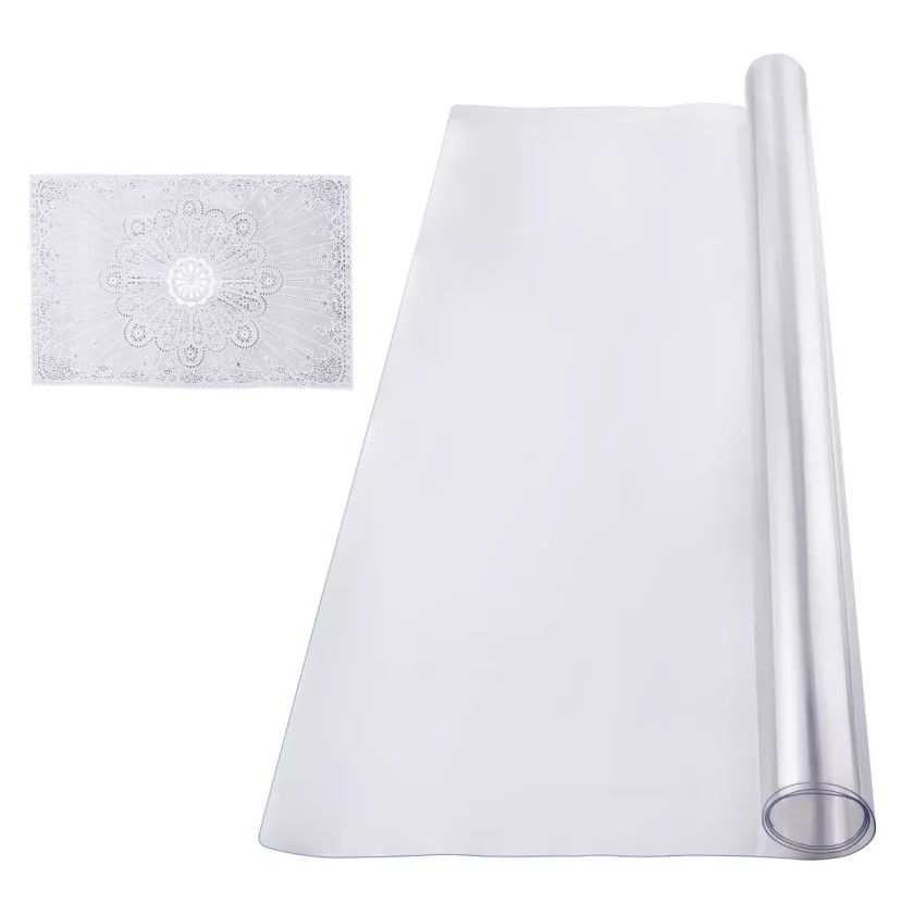 Plastic Table Cover, 40 x 60 Inch 1.5 mm Thick Clear Table Protector, Rectangle PVC Desk Mat, Waterproof & Easy Cleaning, Transparent