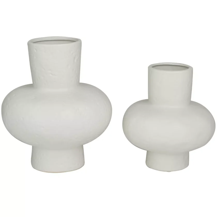 White ceramic gourd-shaped vase: Modern stone tool, double-eared jar shape, table decoration